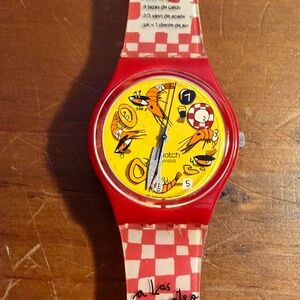 Vintage Swatch Red and Yellow Paella Watch